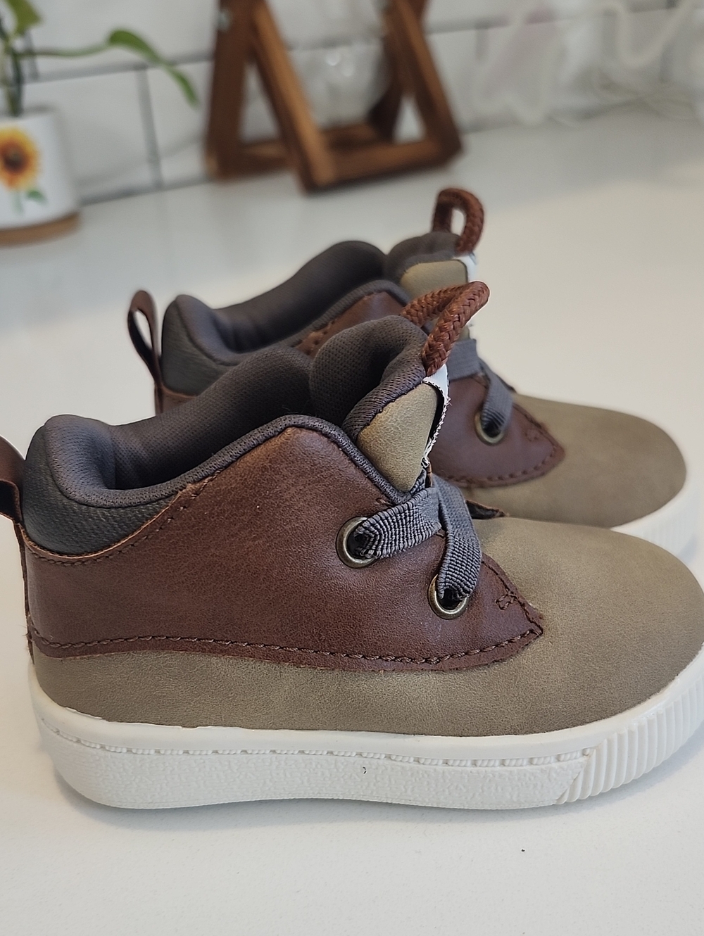 Carter's Brown and Taupe Toddler Lace-Up Boots